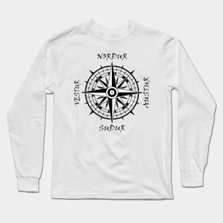 Nordic compass with icelandic cardinal points Long Sleeve T-Shirt